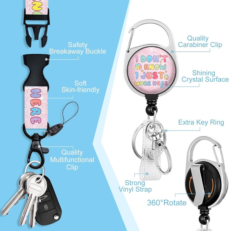 Piefly Lanyards for Id Badges, Cute Badge Holder with Retractable Reel Clip, Funny Work Name Tag Breakaway Keychain Lanyard Vertical ID Card Protector Case for Women Nurse Doctor Teacher Student - Image 4